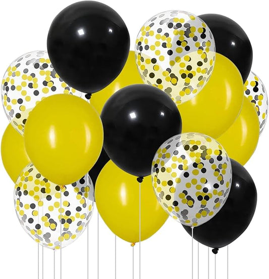 Black and Yellow Latex Helium Balloons,12inch Black Yellow Confetti Balloon for Party Decoration,Pack of 50