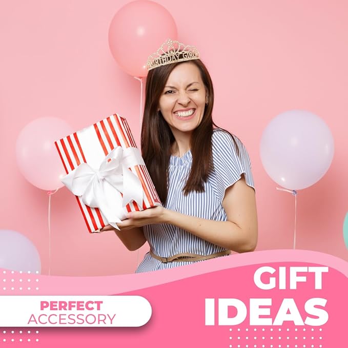 Birthday Tiara and Crown with Sash for Women, Hair Accessories for Wedding Party Costume (A1)