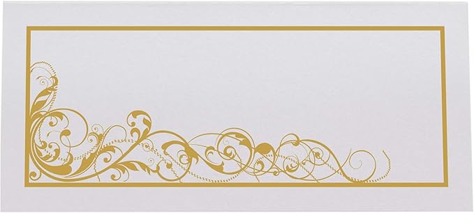 Scribble Vintage Swirl Printable Place Cards, Gold (Choose Color), Set of 60 (10 Sheets), Laser & Inkjet Printers - Wedding, Party, Dinner, and Special Events - Made in the USA