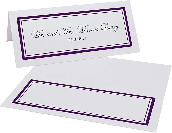 Double Line Border Printable Place Cards, Eggplant (Choose Color), Set of 150 (25 Sheets), Laser & Inkjet Printers - Wedding, Party, Dinner, and Special Events - Made in the USA