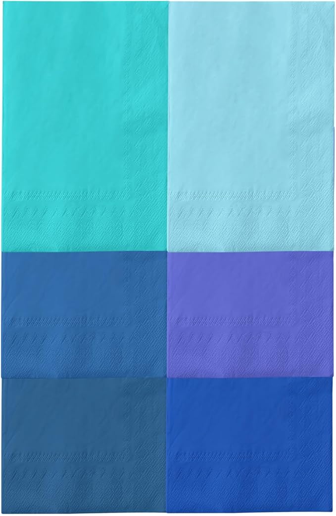 qiqee Blue Paper Napkins 13 * 16inch Guest Paper Disposable Towels Napkin Paper Hand Towels for Wedding, Dinner, Birthday Party, Dessert Cocktail ＆ Kitchen Napkins（ 120 Count）