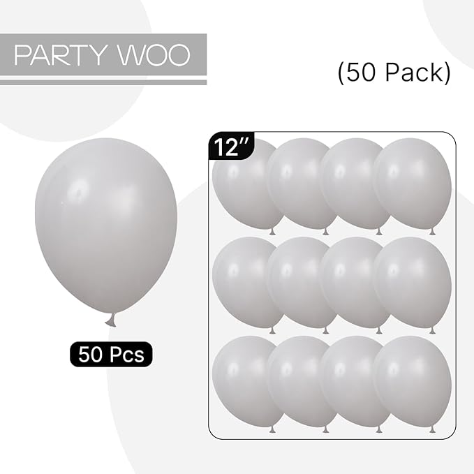 PartyWoo Gray Balloons 50pcs of 12 Inch Matte Gray Latex Helium Balloon for Baby Shower Graduation Wedding Anniversary Bachelorette Retirement Birthday Gender Reveal Party Decorations Gray-Y71