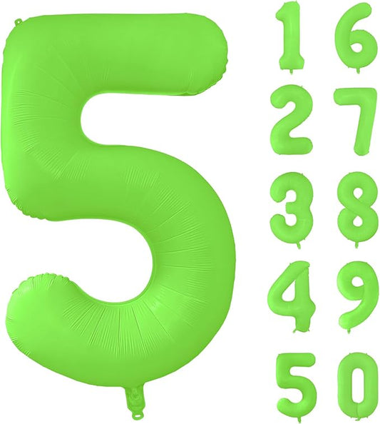 Fluorescent Green Number Balloon 40 inch Giant Foil Helium Balloons Green Number 5 Balloon for 5th Birthday Party Decorations