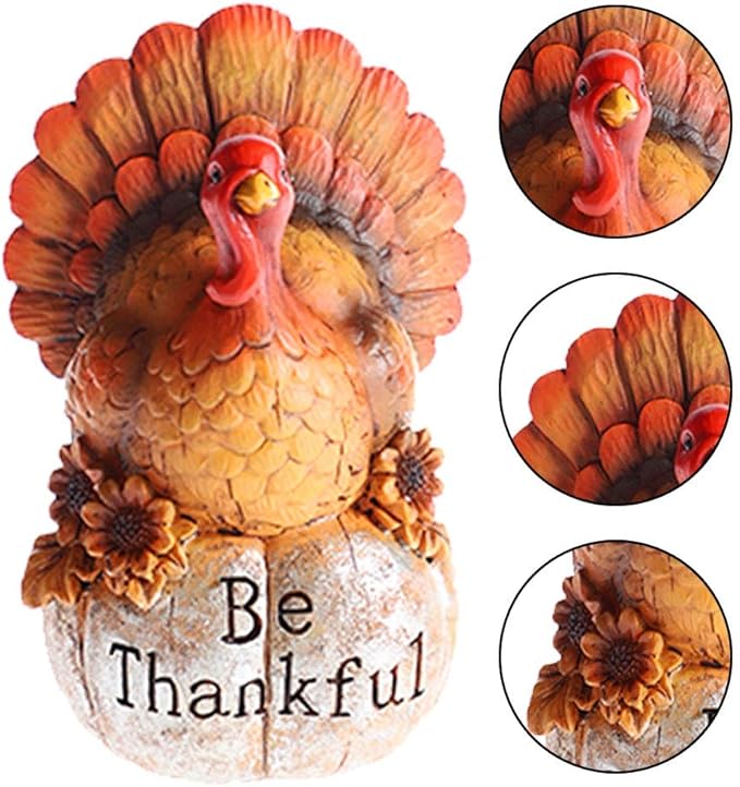 MorTime Thanksgiving Decorations Hand-Painted Turkey Pumpkin, Tabletop Turkey Fall Autumn Decor for Living Room Bedroom Kitchen Thanksgiving Harvest Day
