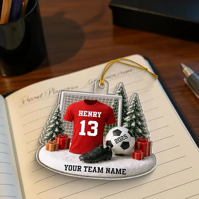 Personalized Soccer Christmas Acrylic Ornament, Soccer Ornament, Soccers Ornaments Christmas Tree Hanging Ornaments Tree Decorations, Soccers Player Uniform /1