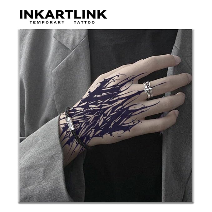 INKARTLINK Tattoo Tech,2 Sheets Extra-Large Semi Permanent Tattoo,Adult Art Design Temporary Tattoos, Lasts 1-2 Weeks, Waterproof, Realistic look, No Adhesive, No reflection (INK Demon Design?