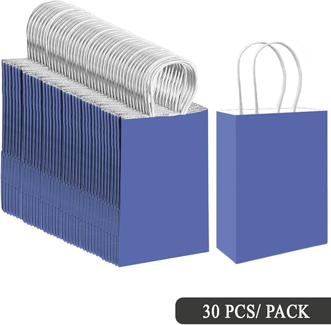qiqee 30PCS Medium Gift Bag with Handles Bulk 11"x5"x8" Gift Bags Purple Blue Bags Multiple Uses (Medium Size)