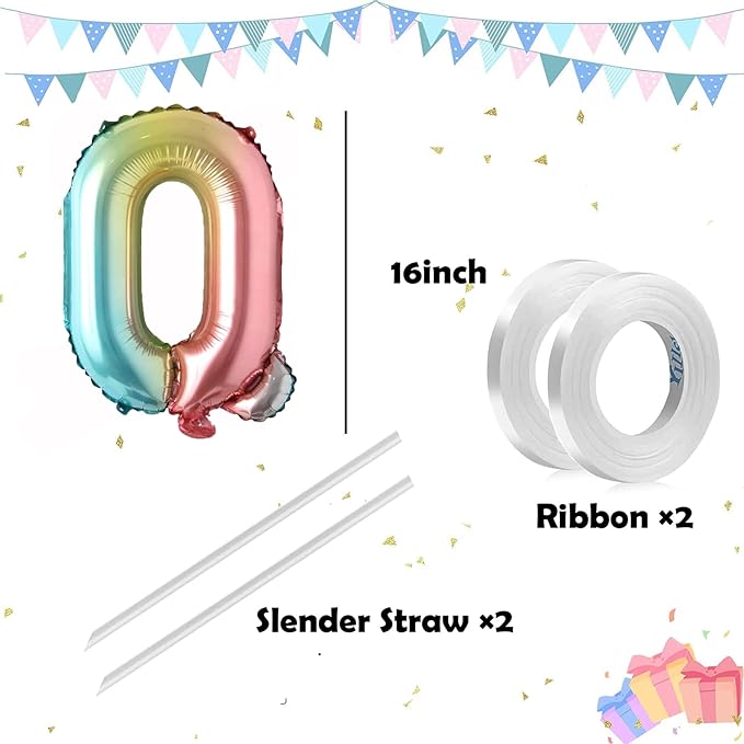 Letter Balloons 16 Inch Mylar Foil Alphabet Letter A-Z Balloons Set for Wedding Birthday Party Decoration Banner Custom Phrase 26 Pieces (rainbow)