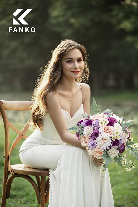 FANKO Rose Artificial Flowers Combo for DIY, Fake Purple Rose Silk Flowers Greenery, Faux Flowers for Wedding Bridal Bouquet, Baby Shower, Table Centerpieces, Floral Arrangement, Party Home Decoration