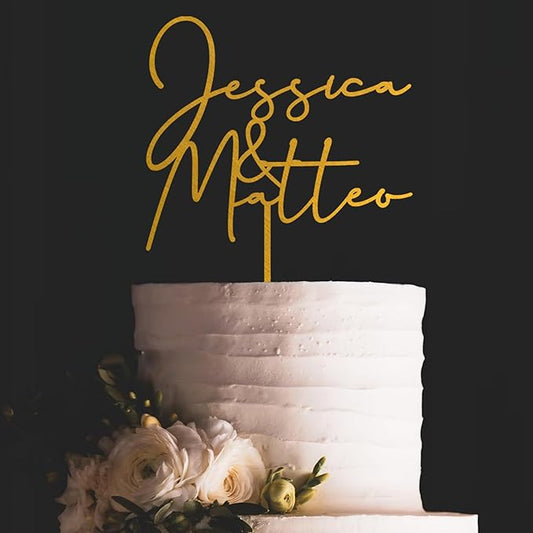 Noni Luxury Personalized Wedding Cake Topper with date and heart, Rustic Cake Topper, Mr and Mrs Cake Toppers for Wedding, Custom Cake topper, Custom Couples Script Cake Topper for Weddings