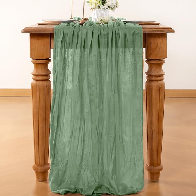 Sage Green Table Runner Cheesecloth Table Runner 4 Pack 10FT Farmhouse Table Runners 120 Inches Fall Table Decor Dining Room Centerpiece Wedding Boho Baby Shower Birthday