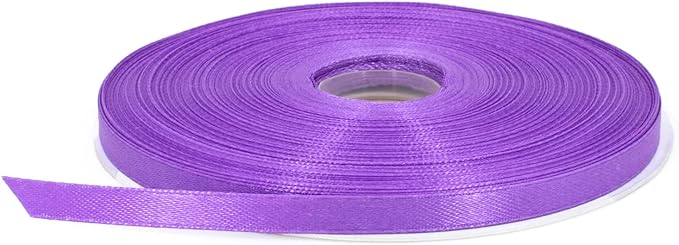 Purple Satin Ribbon Roll, 1/4 inch x 50 Yards, Double Face Solid Color, Thick and Durable, 100% Polyester for Gift Wrapping, Crafts, Hair and Decorations