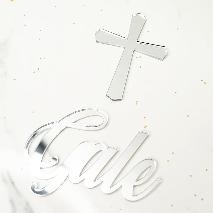 Personalized First Communion Cake Name & Cross | Custom Cake Name Sign | Personalized Christening Cake Topper Baptism Cake Decor | Christening Cake Topper | Personalized Christening Cake Name