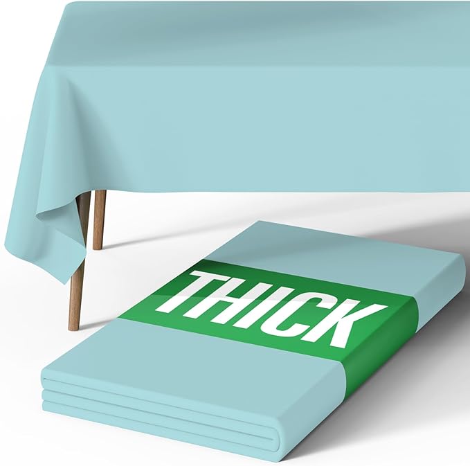 Pureegg Rectangle Table Cloth 60" x 84" – Durable Polyester Tablecloth Offers Reusable & Washable Protection, Ideal for Outdoor Party, Picnic, Wedding, Banquet and Birthday, Baby Blue