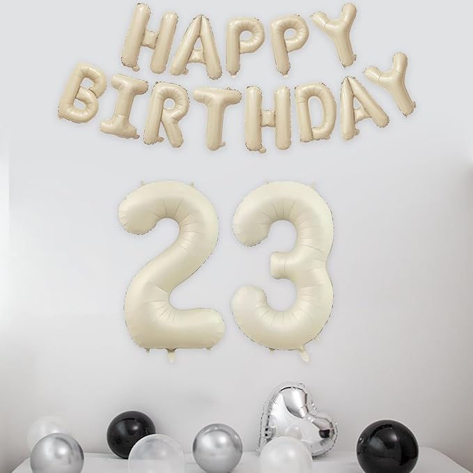 40 Inch Large Cream White 32 Balloon Numbers Big Foil Helium Number Balloons Jumbo Happy 32nd Mylar Birthday Party Decorations for Women or Men 23 Anniversary Party Supplies