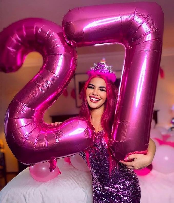 Big 40 Inch Rosy Purple 2 Number Balloon Birthday Decoration, 2026 Rosy Purple Number 2 Helium Balloons 12 20 22 23 24 26 28 32 42 Celebration, Boy Girl Baby Anniversary Party Graduations Supplies