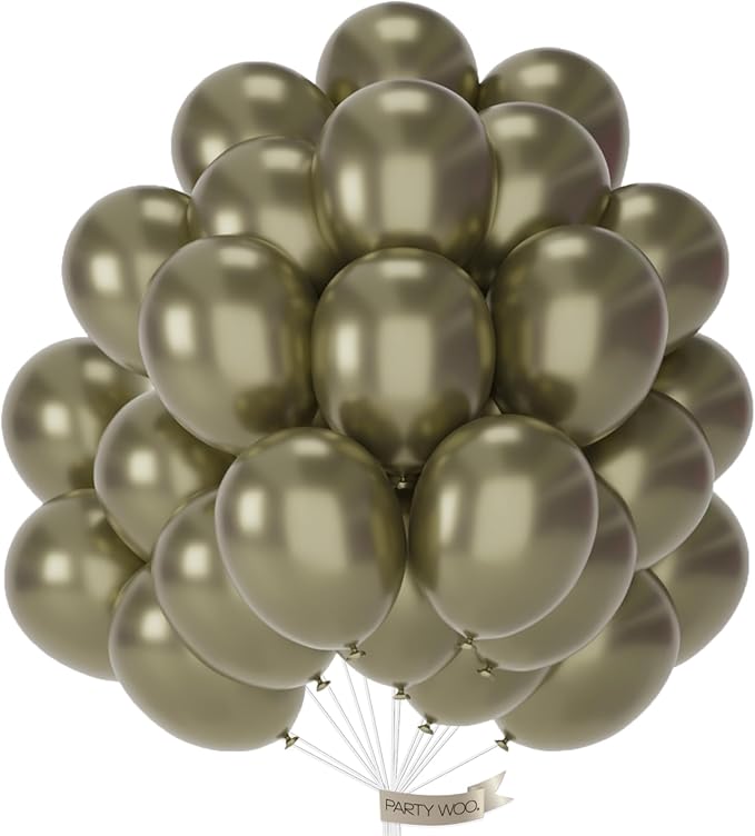 PartyWoo Metallic Green Balloons 50pcs 12 Inch Metallic Hunter Forest Green Boho Neutral Balloons for Graduation Wedding Engagement Baby Shower Woodland Jungle Birthday Party Decorations Green-G126
