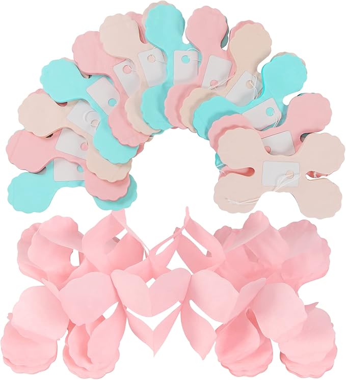 Pink-Peach Mint Party-Decorations Streamers-Garland - 12pcs 4-Leaf Clover Paper Streamer,Bridal Shower Girls Baby Shower Birthday Engagement Wedding Bachelorette Brunch Banners Decor Ouruola