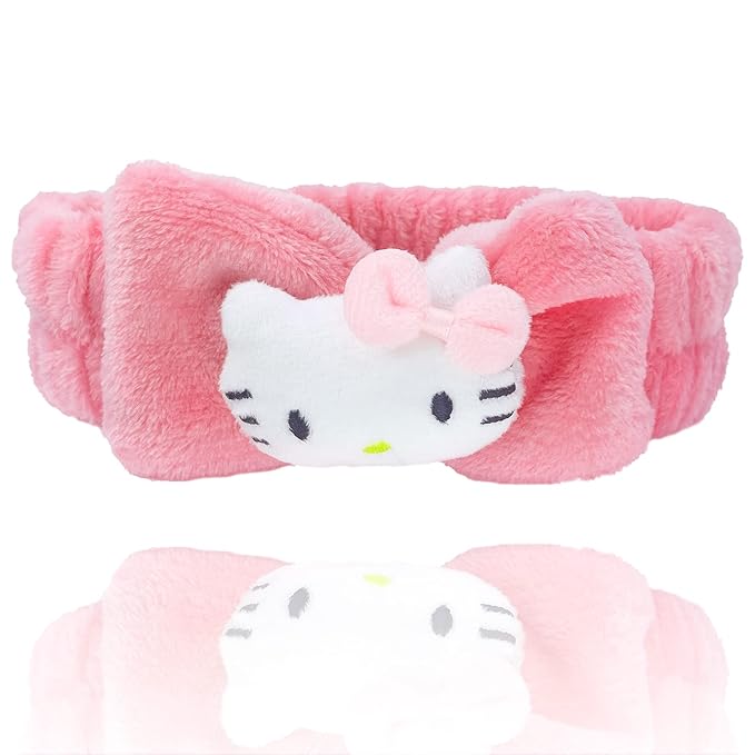 Kawaii Cartoon Headband, Cute Anime Spa Hairband, Microfiber Coral Skincare Shower Fluffy Towel Headbands for Girls Women Facial Washing, Makeup, Party