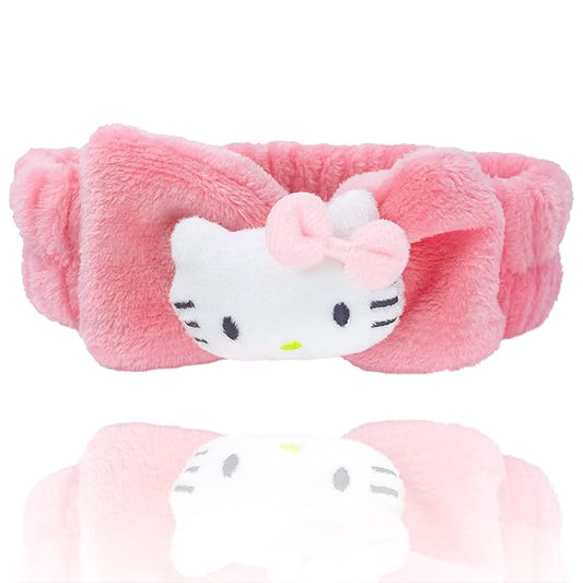 Kawaii Cartoon Headband, Cute Anime Spa Hairband, Microfiber Coral Skincare Shower Fluffy Towel Headbands for Girls Women Facial Washing, Makeup, Party