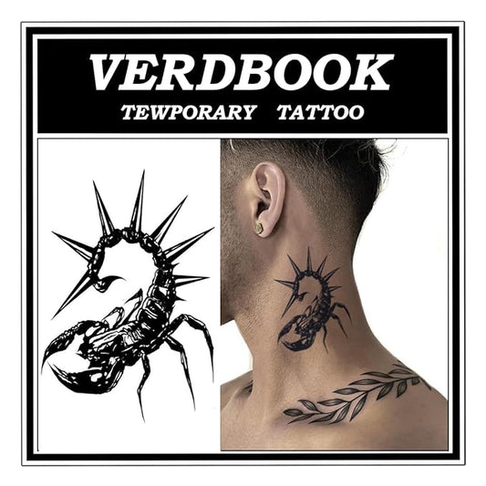 Waterproof Temporary Tattoos: 2-Sheet Tattoo Kit with Realistic Body Stickers, Semi-Permanent Tattoos for Adults Lasting 7-15 Days – Safe for Men & Women, Scorpion Stinger