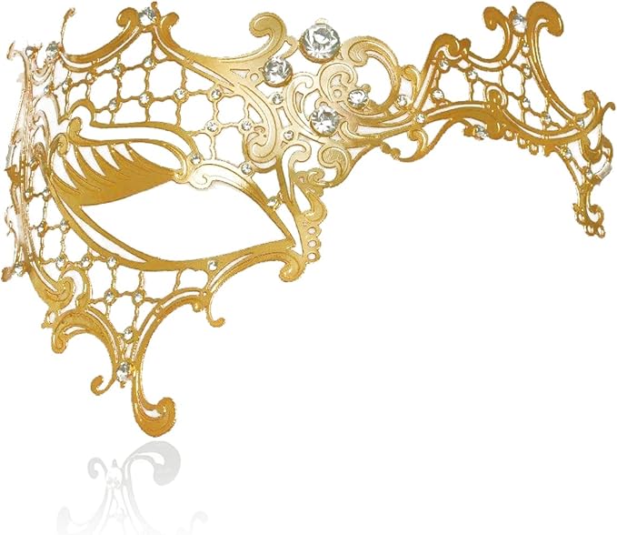 MYMENU Masquerade Mask for Couples Women Metal Rhinestone Venetian Party Evening Prom ball