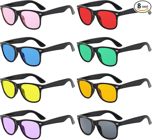 Pibupibu Neon Colors Party Favor Supplies Unisex Sunglasses Pack of 8
