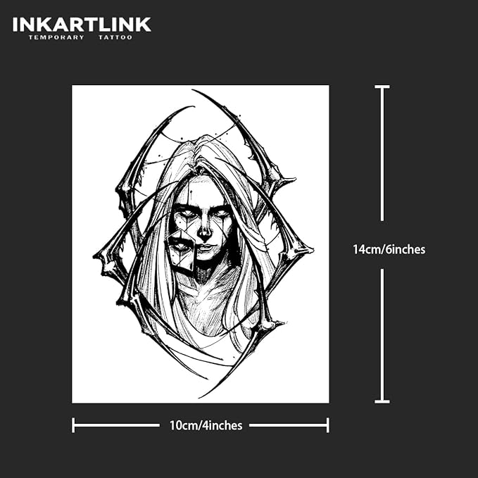 INKARTLINK Tattoo Tech, 2 Sheets Large Semi Permanent Tattoo, Adult Art Design Temporary Tattoos, Lasts 1-2 Weeks, Waterproof, Realistic Look, No Adhesive, No Reflection (Spider Woman Design)