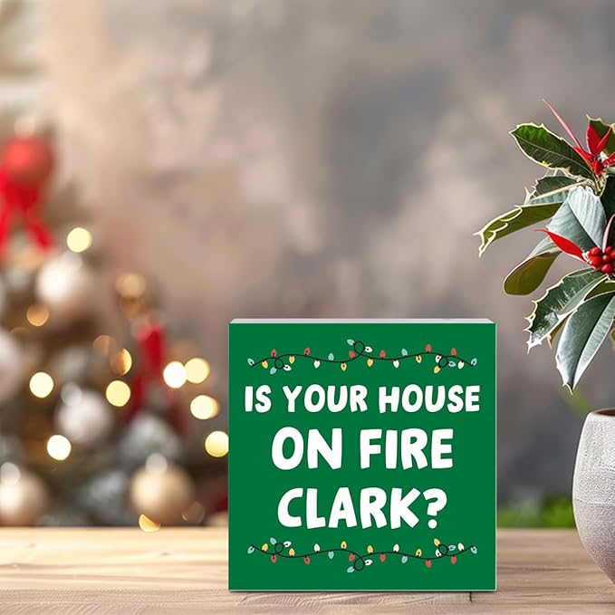 Christmas Vacation Decor, Christmas Vacation Decorations for Home Bathroom, Merry Xmas Holiday Decor for Office Table, Funny Xmas Movie Gifts Decorations 5 x 5 Inch