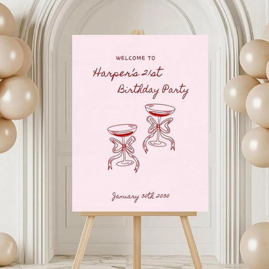21st Birthday Sign, Birthday Party Sign, Birthday Welcome Sign, Doodle Sign, Hand Drawn Birthday Sign, Dinner Party Decor, Birthday Décor, welcome birthday party sign