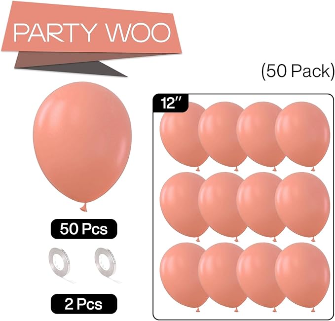 PartyWoo Dusty Pink Balloons 50 pcs 12 Inch Blush Pink Dusty Rose Latex Helium Balloons for Baby Shower Bridal Shower Gender Reveal Boho Theme Princess Birthday Party Decorations Pink-F01
