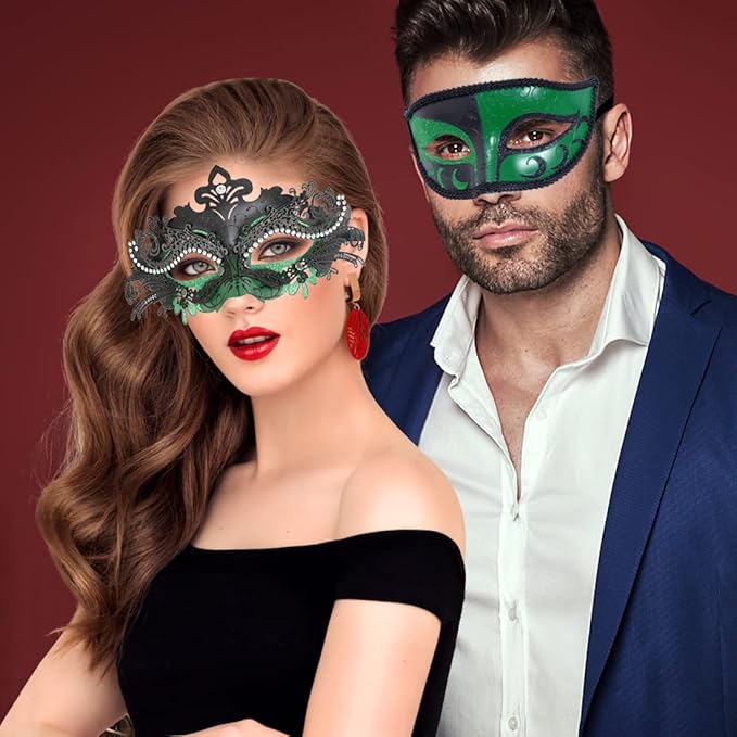Coddsmz Couple Masquerade Mask Set - Venetian & Mardi Gras Mask for Women & Men