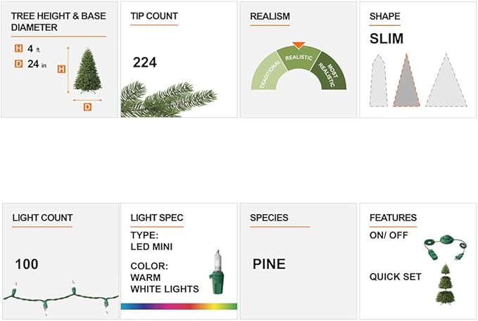 Glitzhome 4ft Christmas Tree,Pre-Lit Artificial Small Christmas Tree for Entrance Flocked Potted Tree with 100 Warm White Lights,224 Pine Needle&PVC Branch Tips,Pinecones&Berries for Porch Xmas Decor