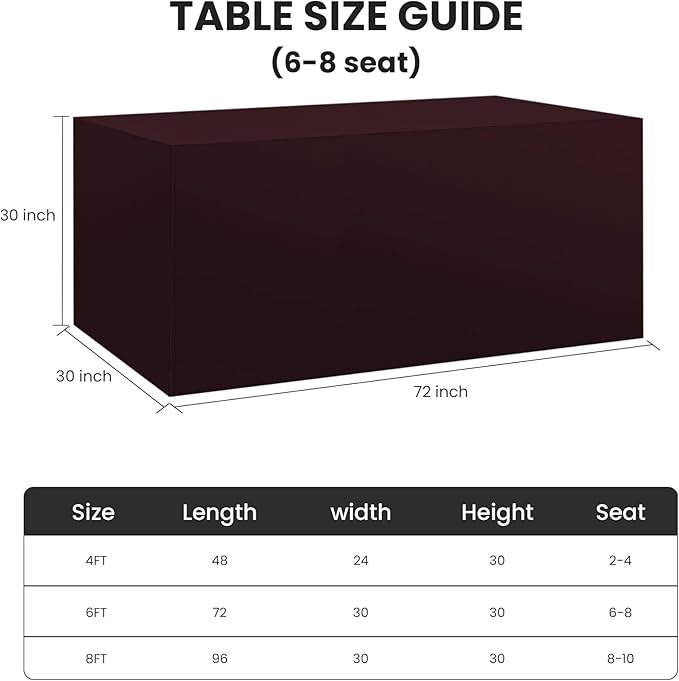Ascoza 2 Pack Fitted Tablecloth for 6 Foot Rectangle 72 x 30 Inch Eggplant Table Covers Water Resistant Polyester Cloth for Folding, Parties,Display, Trade Show (Eggplant)
