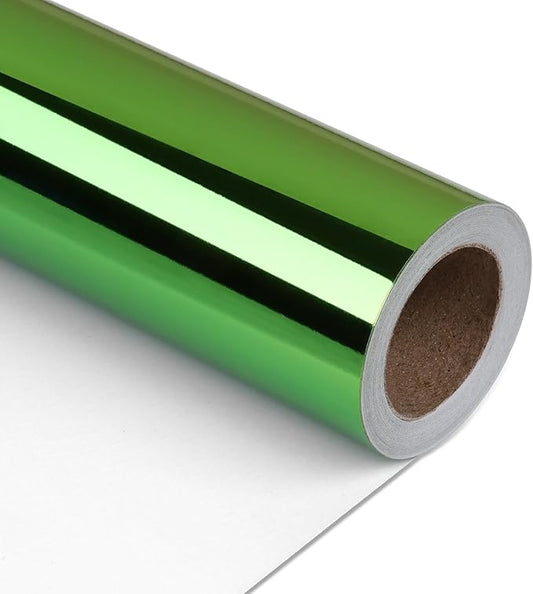 NESCCI Light Green Metallic Wrapping Paper, Solid Color Paper,Gift Wrapping Paper,Perfect for Wedding,Valentine's Day,Birthday, Christmas,Baby Shower,DIY Bouquet (17.5 Inches X 32.8 Feet)