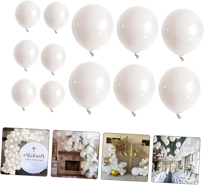 White Balloon Garland Kit DIY Arch Latex Balloons for Shower Wedding Party Decorations for Wall Window Door Hanging and Photo Props