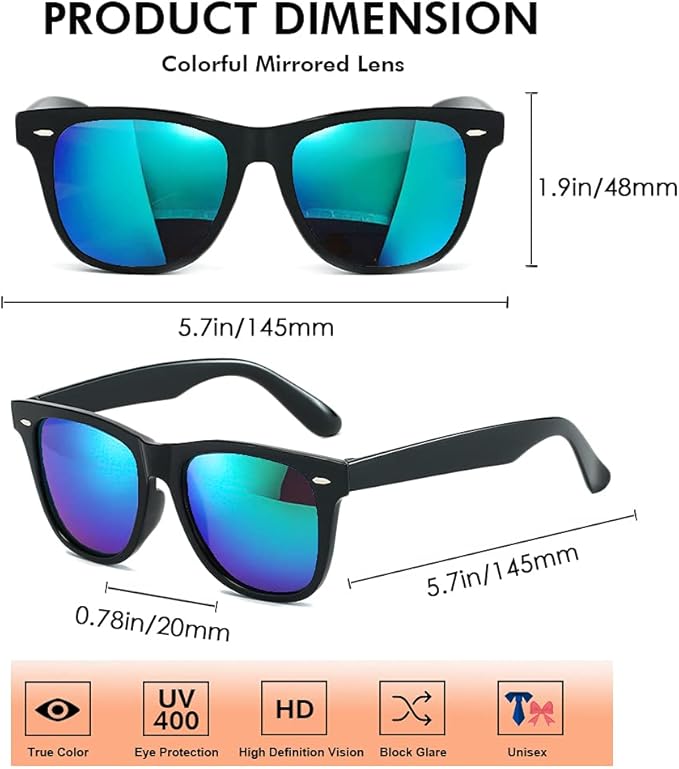 Matcheck 10/18 Pack Neon Colors Party Sunglasses Mirrored lens Colored Glasses Bulk Retro Shades for Unisex Adults Teens