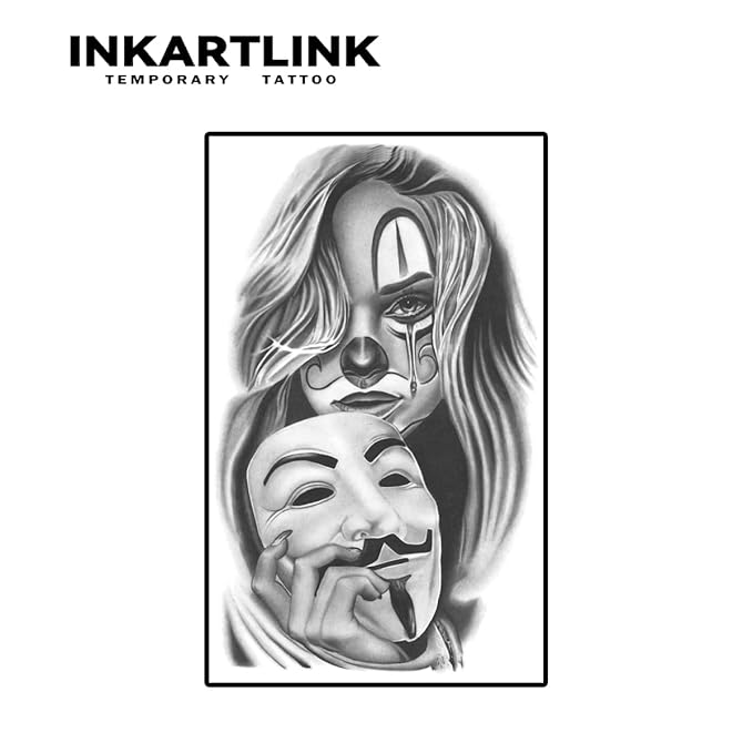 INKARTLINK 2 Sheets Extra large Semi Permanent Tattoos, Temporary Tattoos, Adult Art Designs, Waterproof, Realistic, No Adhesive, Non-Reflective, Lasts 1-2 Weeks ((Mexican Day of the Dead 3)