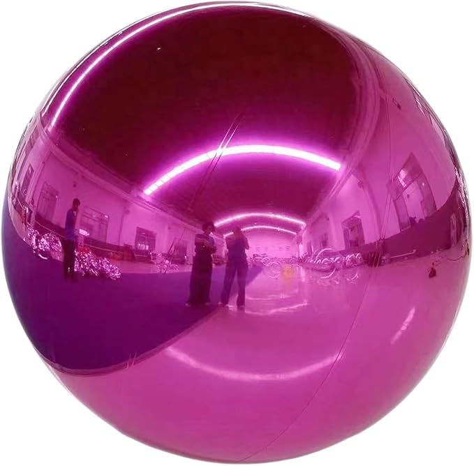 Inflatable Mirror Ball,Silver & Gold & Iridescent Giant Mirror Balloon,Big Shinny Balls,Reusable PVC Hanging Disco Sphere For Party & Wedding & Event Decoration (Pink, 39in 3.3ft 1m)