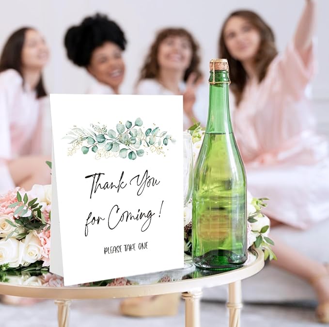Baby Shower/Bridal Shower/Wedding Decoration Sign- Thank You For Coming Please Take One, Baby Shower Decorations, Eucalyptus Sign, Greenery Gold (8 x 11 inch) BSS13