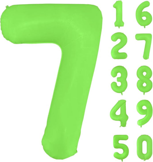 Fluorescent Green Number Balloon 40 inch Giant Foil Helium Balloons Green Number 7 Balloon for 7th Birthday Party Decorations