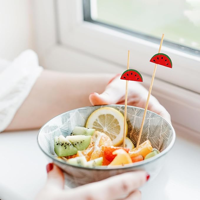 PuTwo Cocktail Picks Handmade Bamboo Toothpicks 100pcs 4.7” in Watermelon Decor