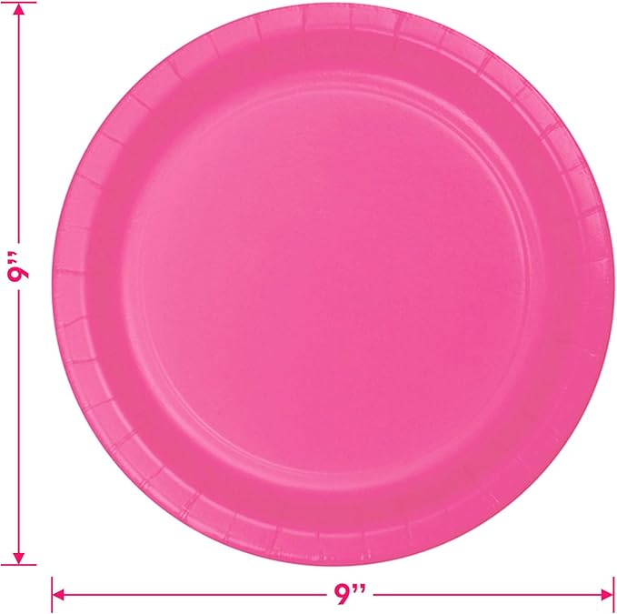 Live It Up! Party Supplies Solid Hot Pink Paper Dinner Plates and Luncheon Napkins (Serves 16)