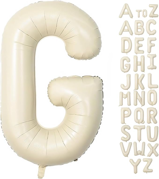 Cream Letter G Balloons,40 Inch Balloons Letter G Mylar Helium Large G Balloon for Birthday Party Anniversary Decorations