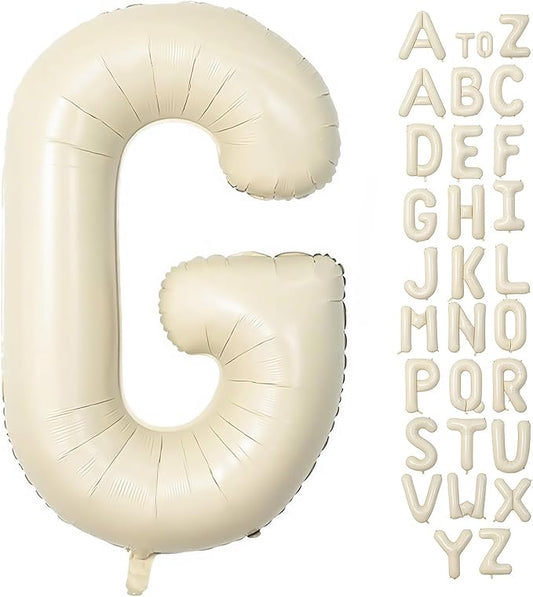 Cream Letter G Balloons,40 Inch Balloons Letter G Mylar Helium Large G Balloon for Birthday Party Anniversary Decorations