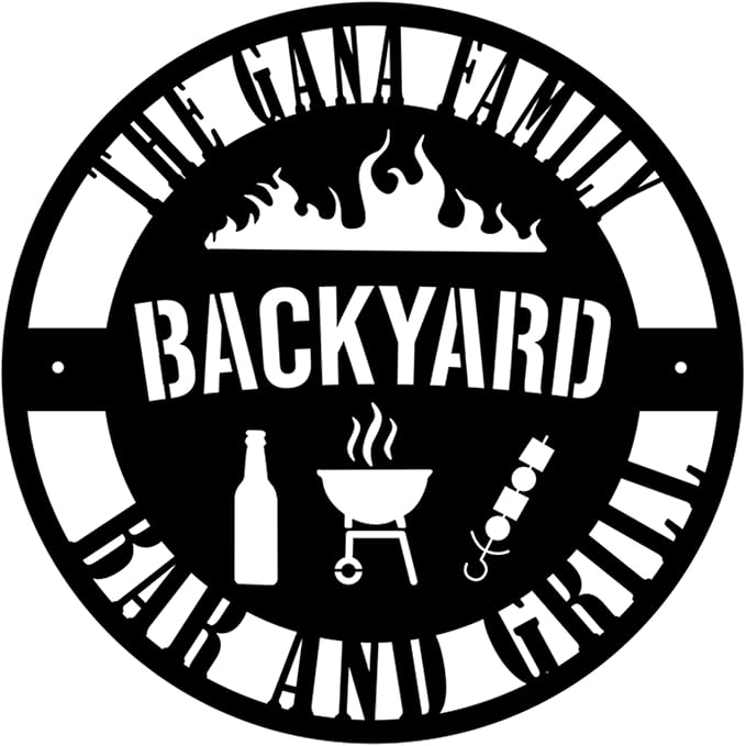 Personalized BBQ Grill Metal Sign – Outdoor Kitchen Wall Art, Backyard Barbecue Patio Decor, Custom Family Bar Name Plaque, Housewarming Gift for Dad, Grandpa, Husband, Father’s Day