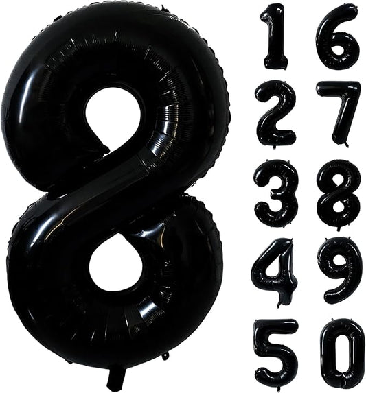 40 inch Black 8 Number Balloon Giant Foil Helium Balloons Black Large Digital Balloon 8 Number 8 Balloons for 8th Birthday Party Decorations Anniversary Events Decoration Supplies