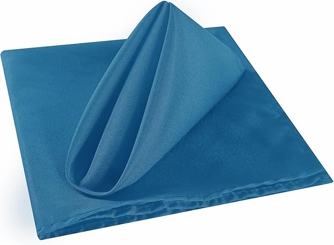 Cupuamon Cloth Napkins 17x17 inch Washable Polyester Dinner Napkins Soft Table Napkins for Wedding Party Dining Banquet(Mediterranean Blue,12PCS)