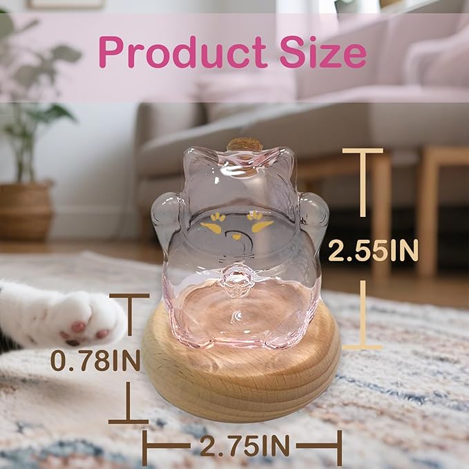 【NEW】Memorial Bottle for Pet Hair with Base, Pink Cat Pet Fur Keepsake, Pet Hair Memorial Keepsake, Pet Memorial Gifts for Cats, Cat Keepsake Fur Holder Cat Whisker Jar Memory Sympathy Gift - Pink