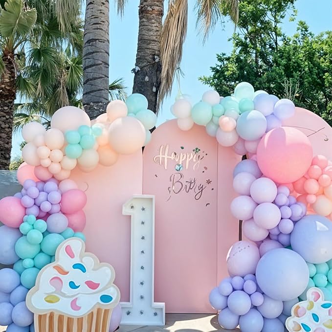 Pastel Balloons, 50pcs Pink Blue Yellow Balloons, Matte White Macaron Yellow Pink and Blue Balloon for Boy Girl Birthday Rainbow Party Baby Shower Bridal Shower Wedding Easter Decorations